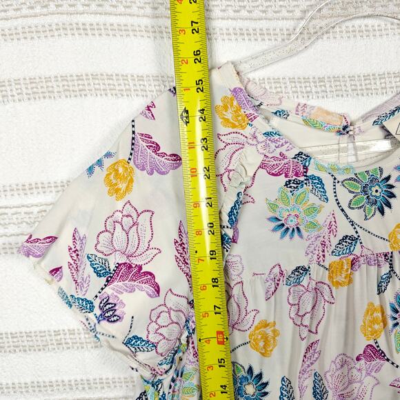 St. John’s Bay White Multicolor Floral Short Sleeve Top L NEW - Picture 4 of 8